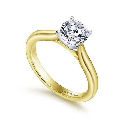 Lauren - 14K White-Yellow Gold Round Diamond Engagement Ring