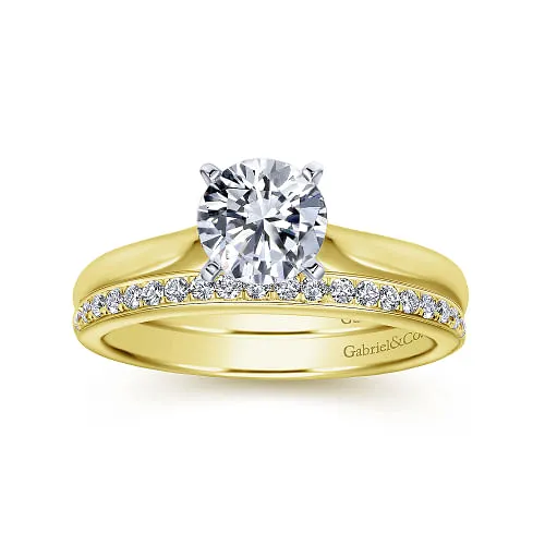 Lauren - 14K White-Yellow Gold Round Diamond Engagement Ring