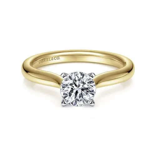 Lauren - 14K White-Yellow Gold Round Diamond Engagement Ring