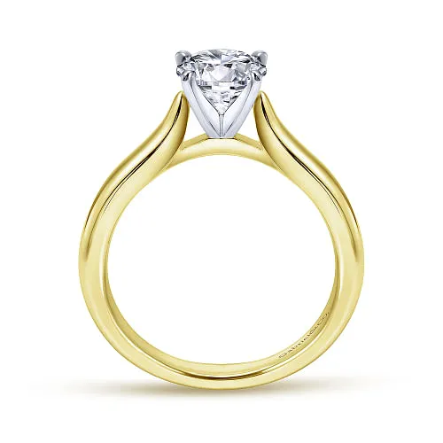 Lauren - 14K White-Yellow Gold Round Diamond Engagement Ring