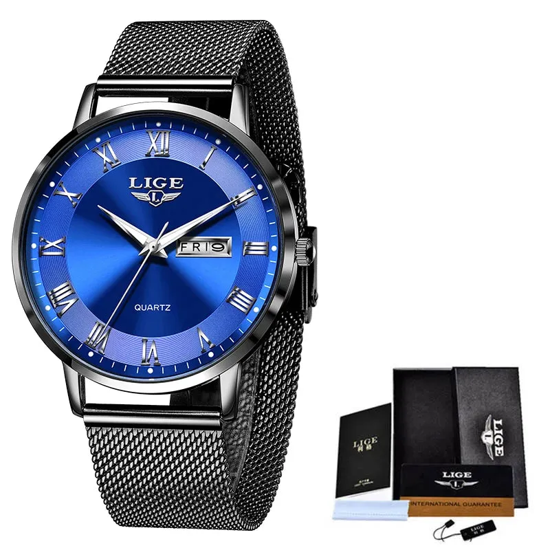 LIGE 2024 Luxury Ladies Watch | Waterproof Rose Gold Steel Strap Wristwatch | Top Brand Bracelet Clocks