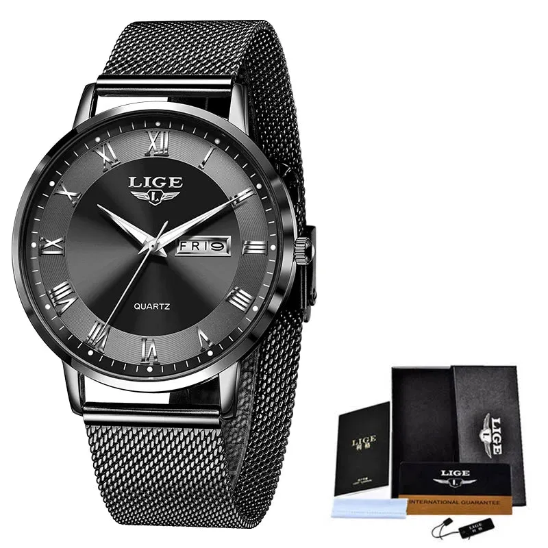 LIGE 2024 Luxury Ladies Watch | Waterproof Rose Gold Steel Strap Wristwatch | Top Brand Bracelet Clocks