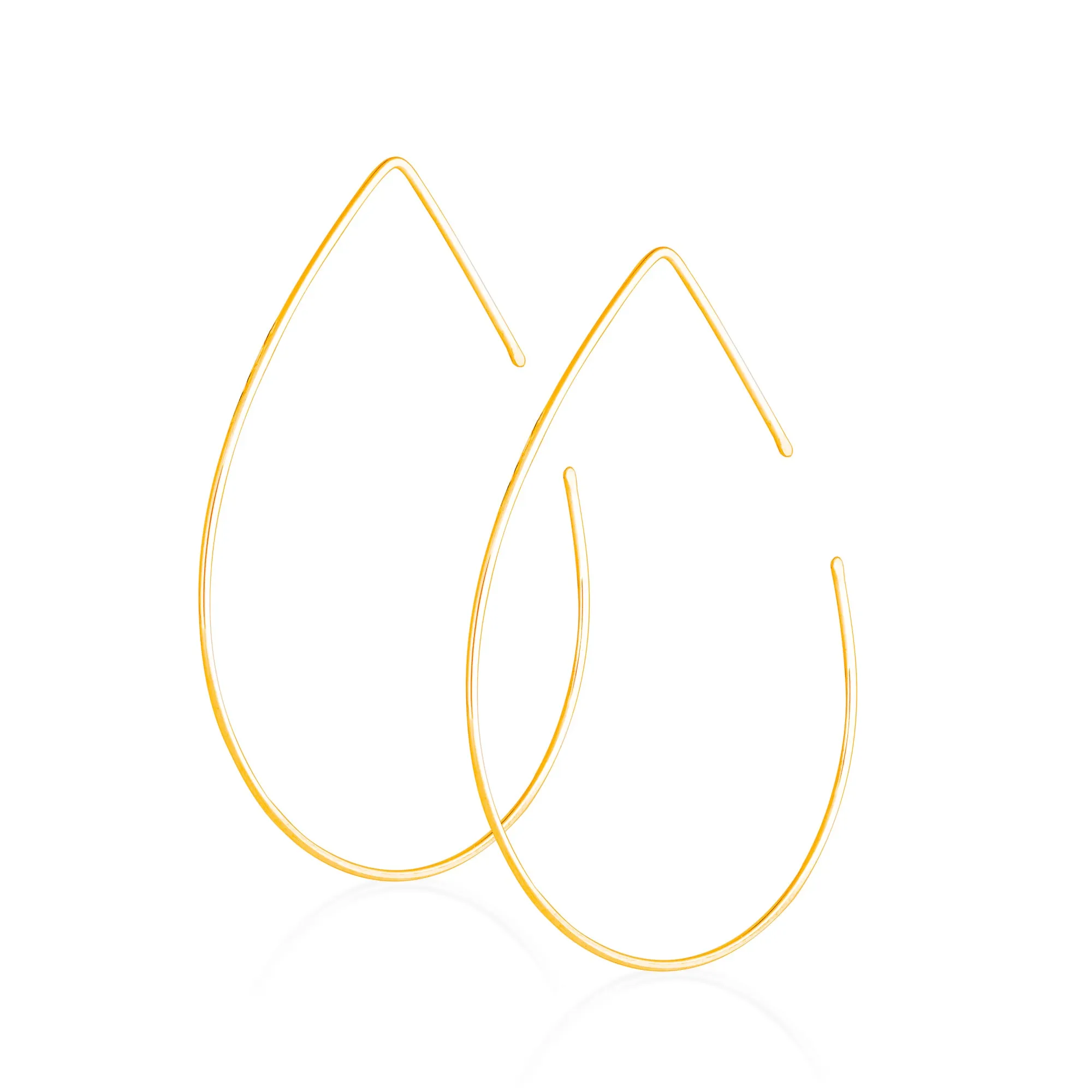 Lotus Gold Hoop Earrings - Open teardrop hoops in Gold Filled