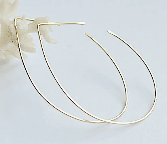 Lotus Gold Hoop Earrings - Open teardrop hoops in Gold Filled