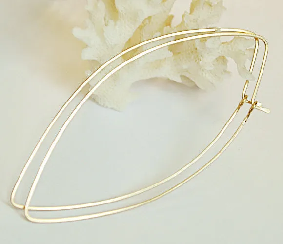 Marquise Hoop Earrings - Gold Leaf Hoops