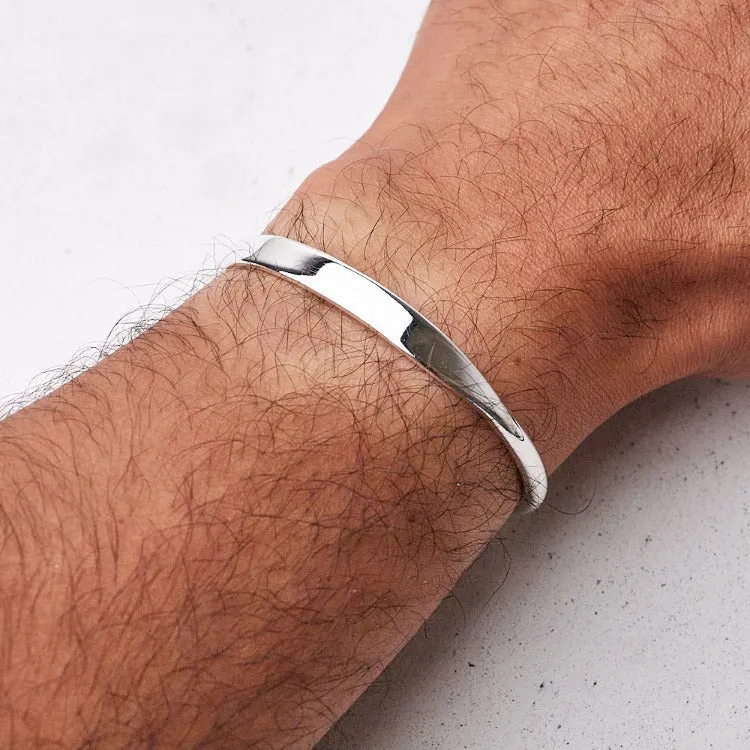 Men's 925 Sterling Silver Torque Bangle | Handmade Solid Silver Cuff Bracelet for Men