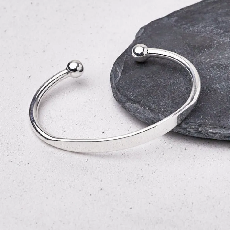 Men's 925 Sterling Silver Torque Bangle | Handmade Solid Silver Cuff Bracelet for Men