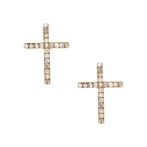 Men's Cross Diamond Stud Earrings 0.25ct 14K Yellow Gold