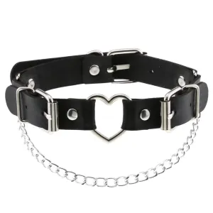 'Not Broken'  Black Chain Heart Choker