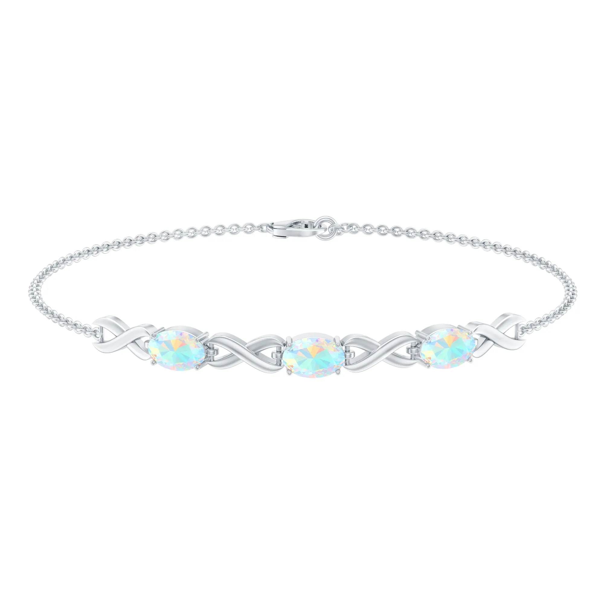 Oval Cut Ethiopian Opal Infinity Link Bolo Bracelet