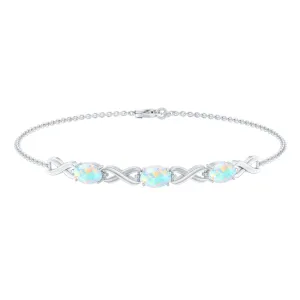 Oval Cut Ethiopian Opal Infinity Link Bolo Bracelet