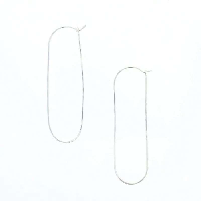 Oval Hoop Earrings in Silver