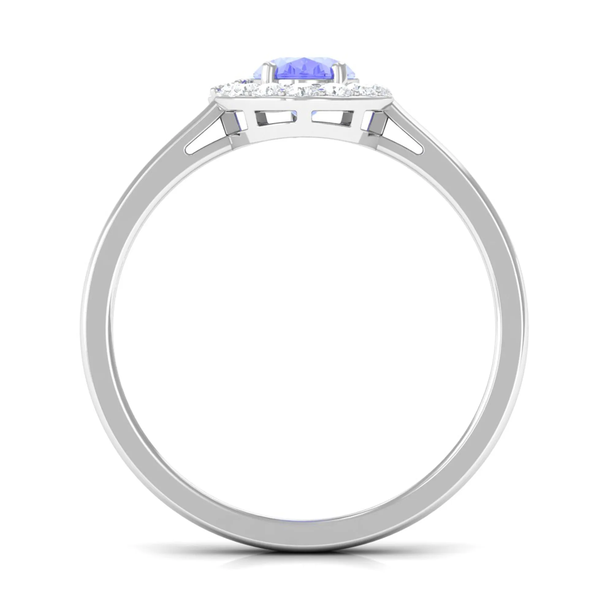 Oval Shape Tanzanite Classic Halo Engagement Ring