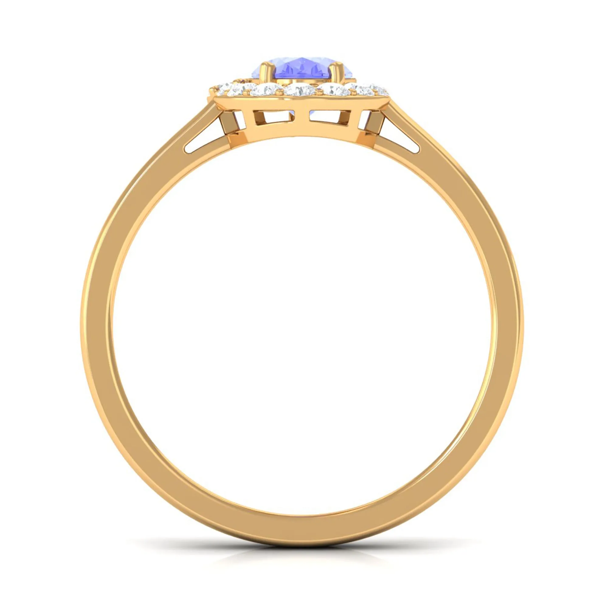 Oval Shape Tanzanite Classic Halo Engagement Ring