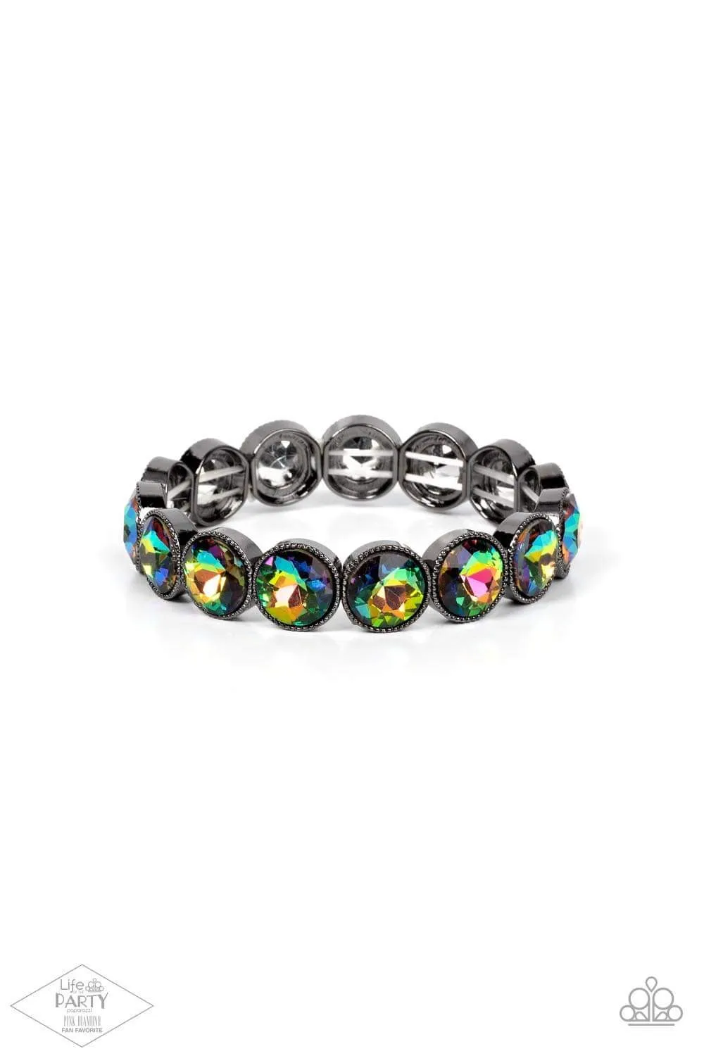 Paparazzi Number One Knockout - Oil Spill Multi Bracelet - Pink Diamond Life of the Party Exclusive