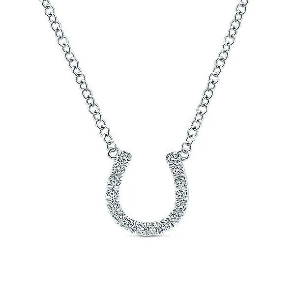 Pave Horseshoe Diamond Necklace 14K White Gold