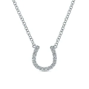 Pave Horseshoe Diamond Necklace 14K White Gold