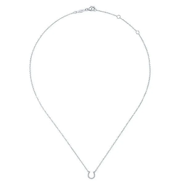 Pave Horseshoe Diamond Necklace 14K White Gold