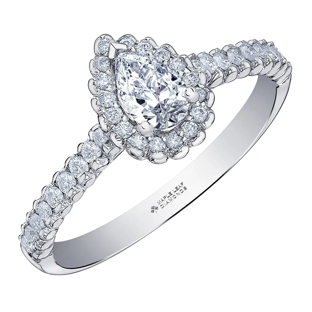 Pear-Shaped Canadian Diamond Ring with Halo