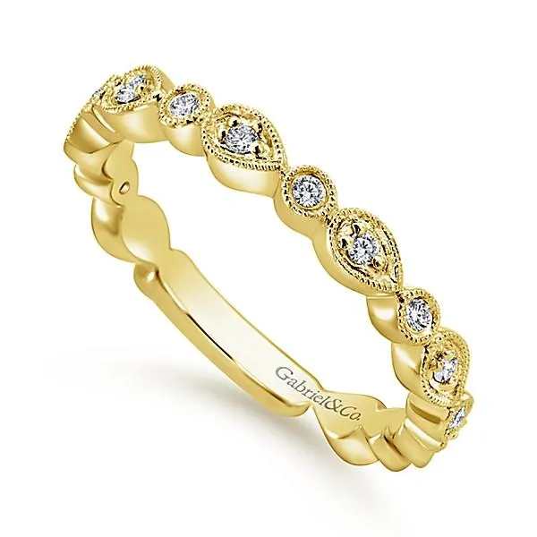 Pear Shaped Stackable Diamond Ring 14K Yellow Gold