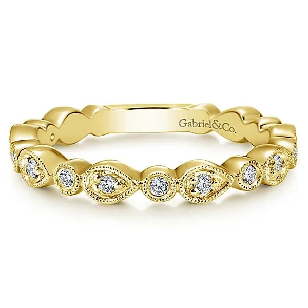 Pear Shaped Stackable Diamond Ring 14K Yellow Gold