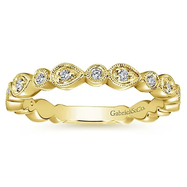 Pear Shaped Stackable Diamond Ring 14K Yellow Gold