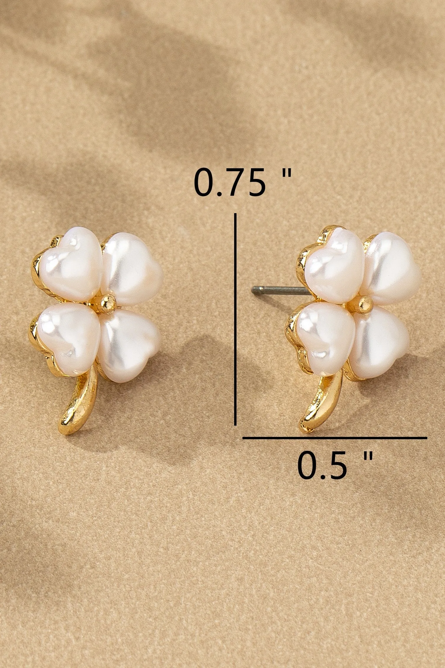 Pearlescent Clover Heart Studs