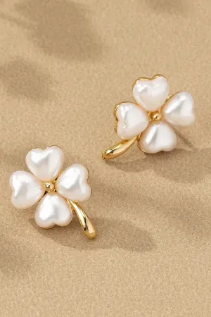 Pearlescent Clover Heart Studs