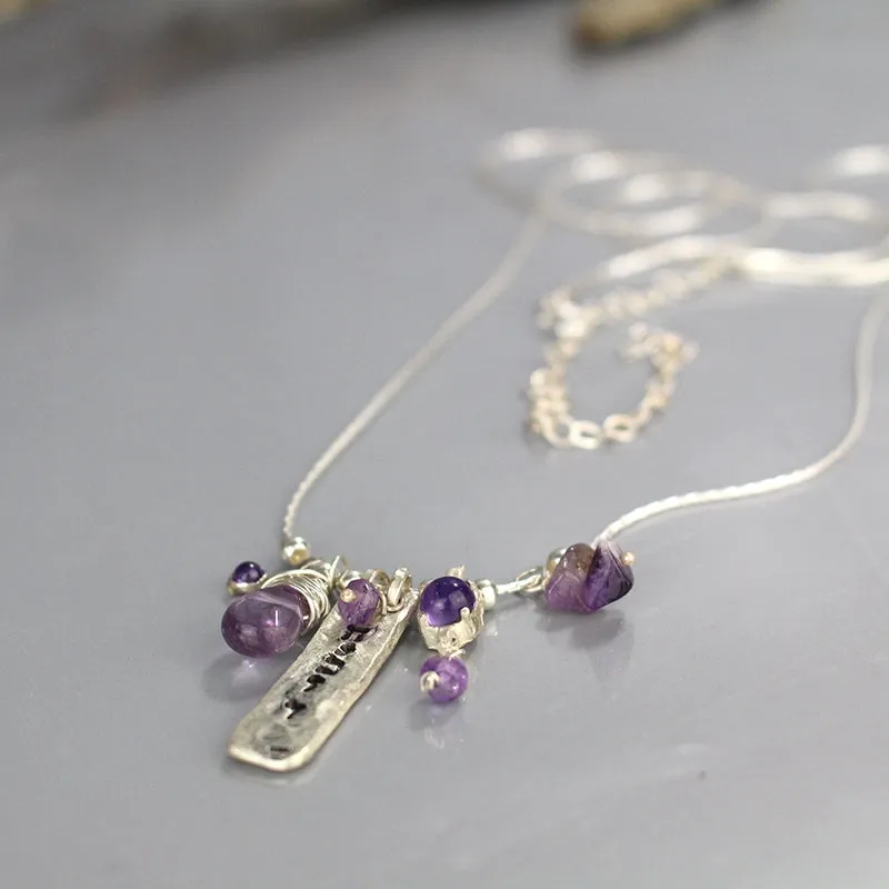 Personalized Silver Amethyst Connection Necklace