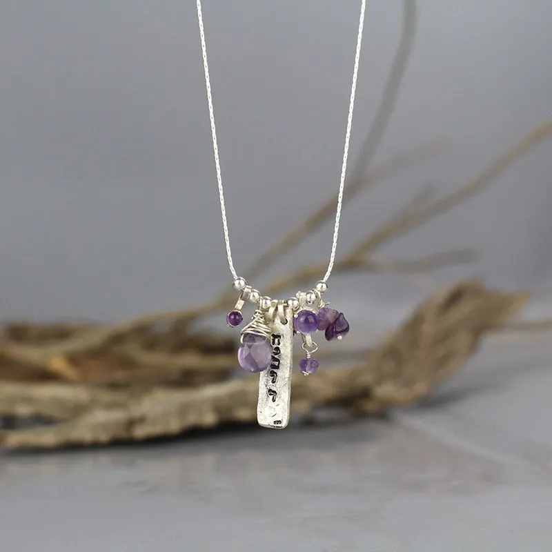 Personalized Silver Amethyst Connection Necklace