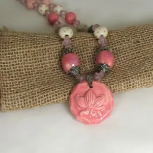 Pink Lotus Blossom Handmade Necklace