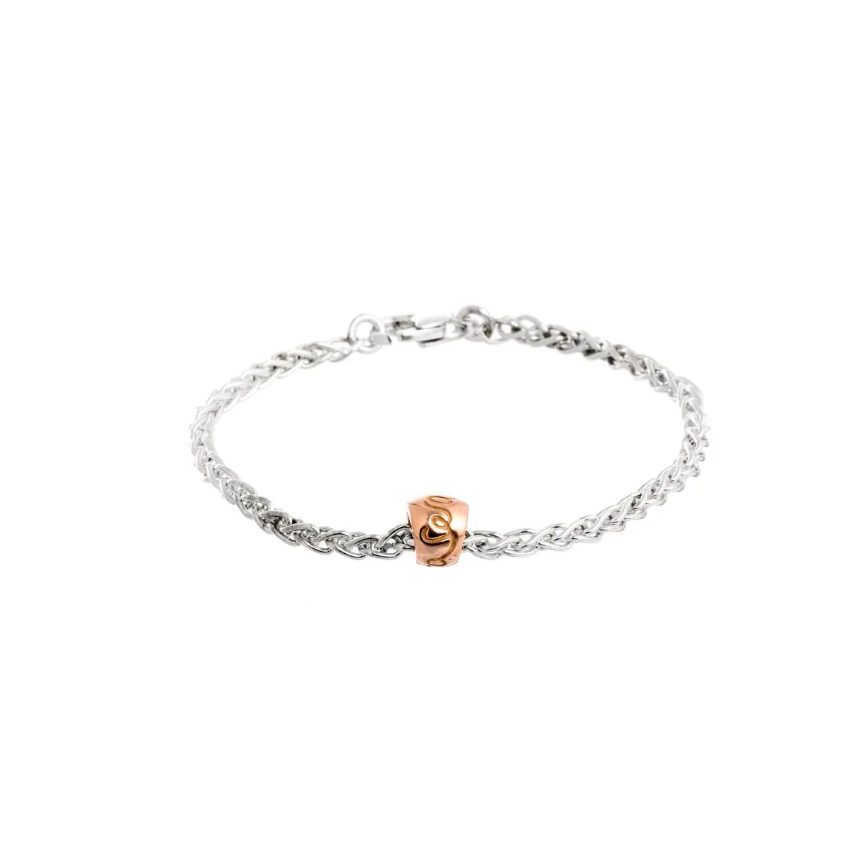 Que Sera Silver & Solid Rose Gold Bracelet