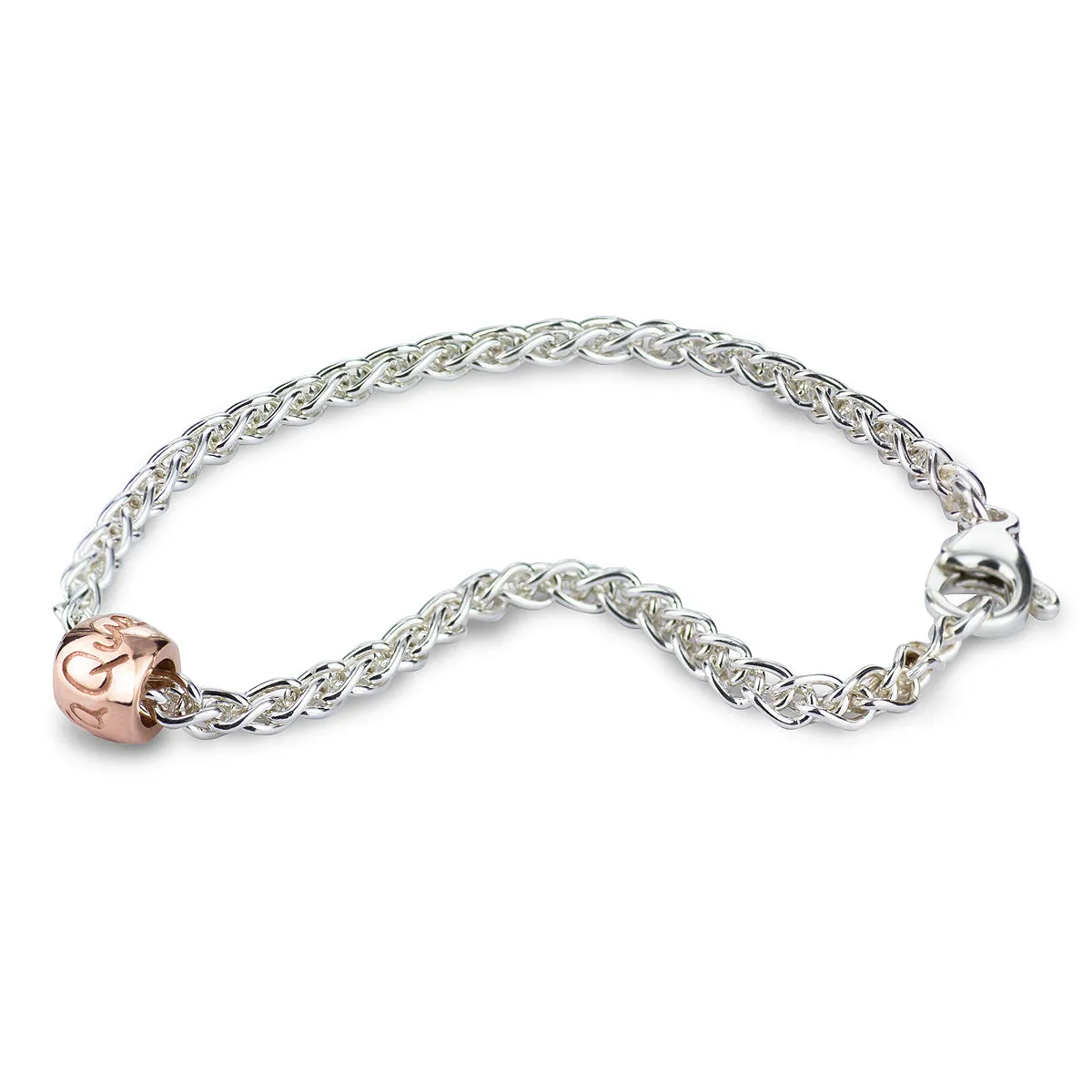 Que Sera Silver & Solid Rose Gold Bracelet