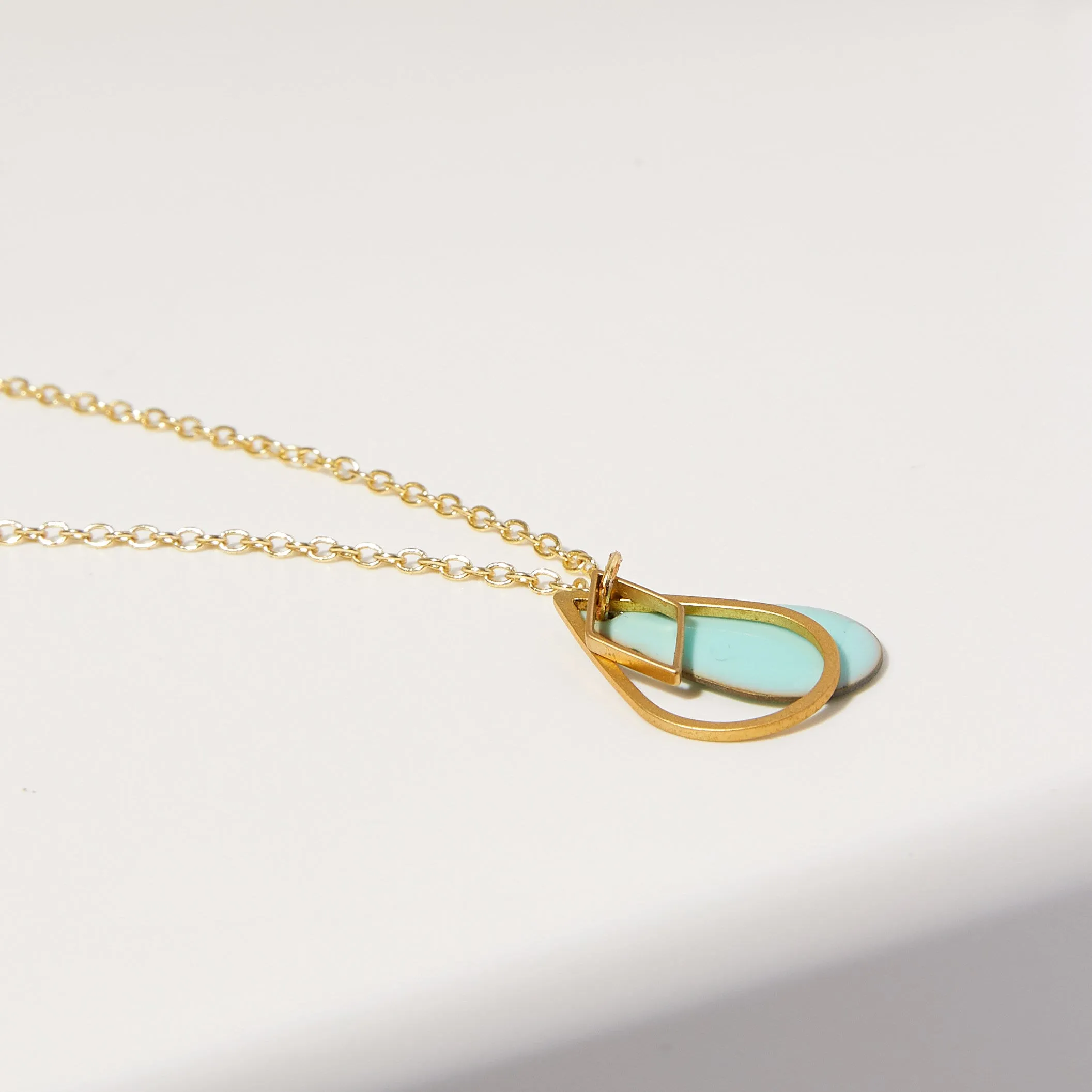 "Le Délice" Aqua Teardrop Pendant Necklace