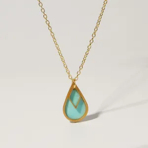 "Le Délice" Aqua Teardrop Pendant Necklace