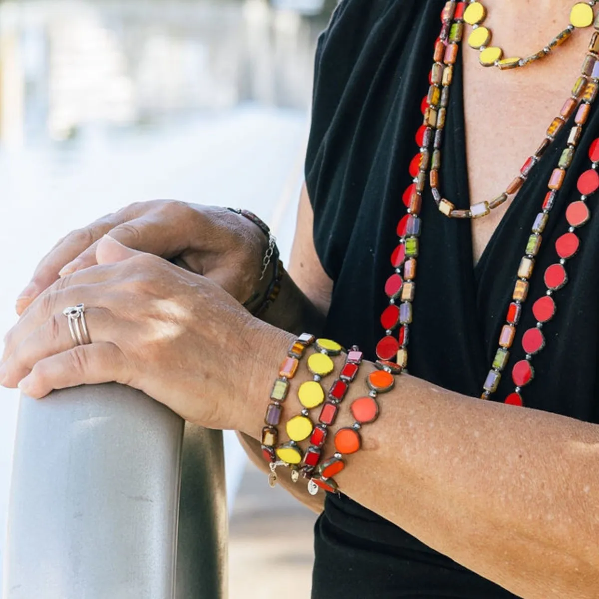 Red Beaded Bracelet, Glass Beaded Bracelet