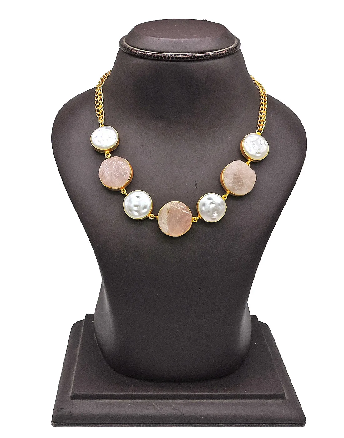 Rose Quartz & Baroque Pearl Necklace