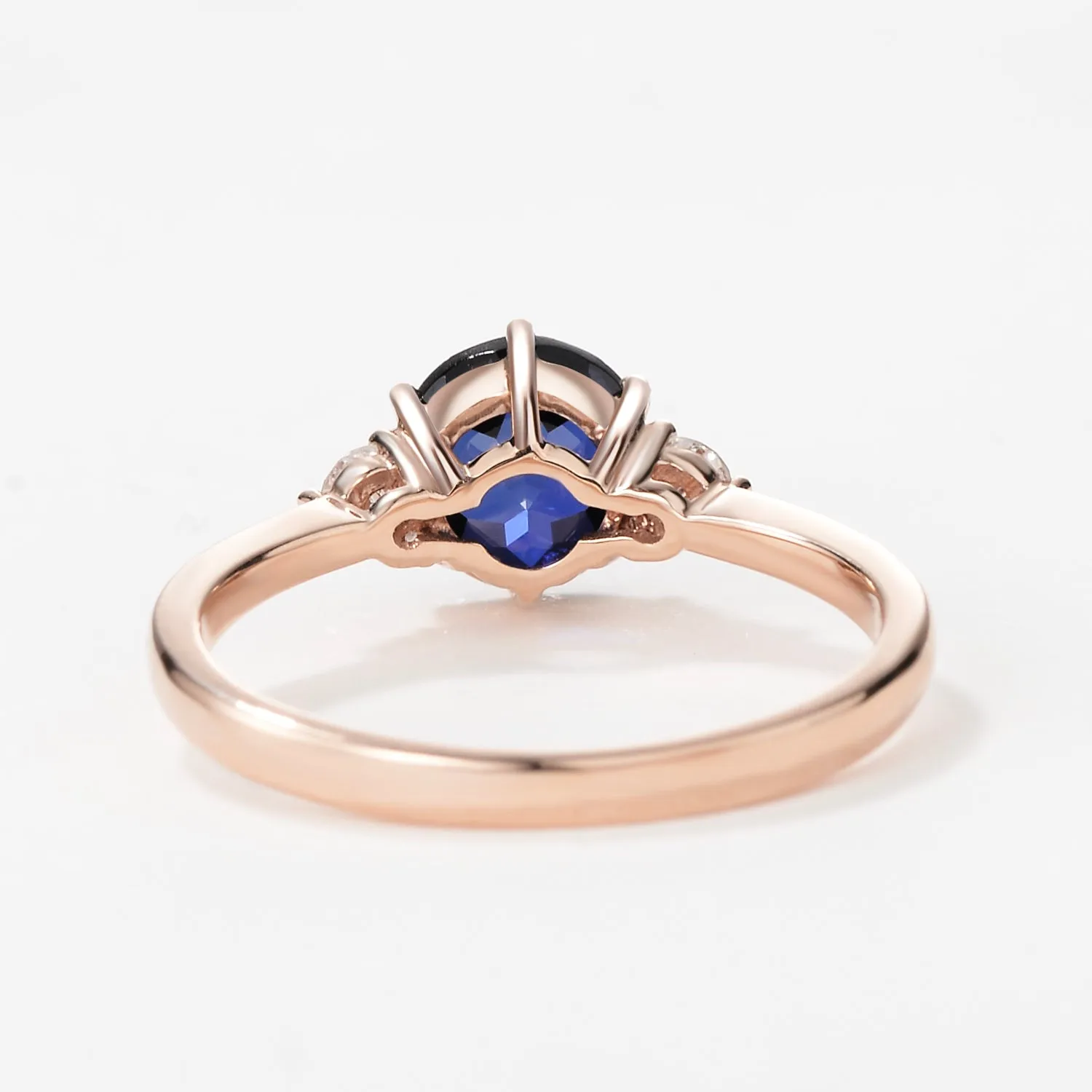 Round Cut Lab Sapphire Classic Three-stone Engagement Ring