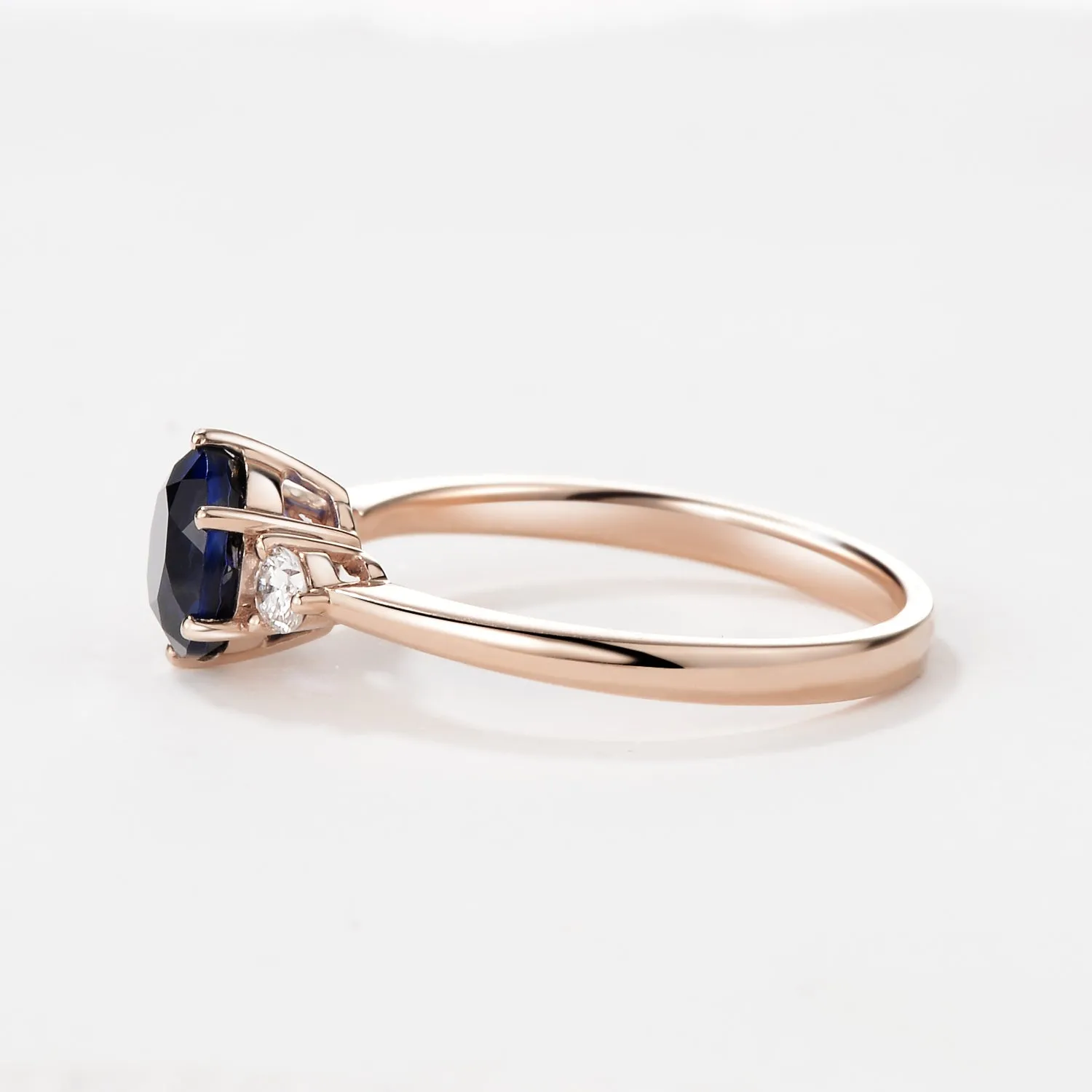 Round Cut Lab Sapphire Classic Three-stone Engagement Ring