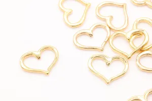 Shiny Wholesale Vermeil Gold Open Heart Connector Charm, 18K Gold Plated over Sterling Silver, Heart Charm, Vermeil Heart Charms Pendants