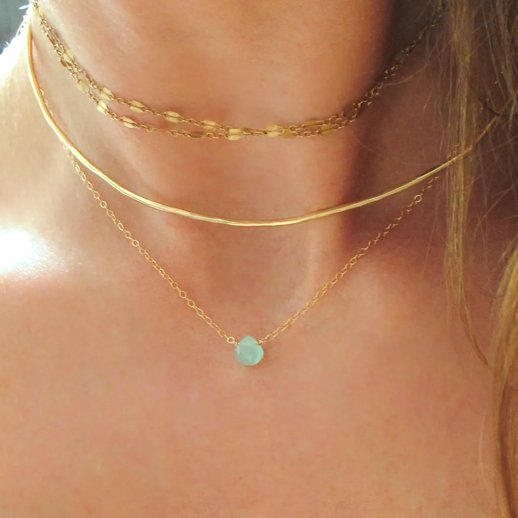 Short Gemstone Necklace - Chalcedony