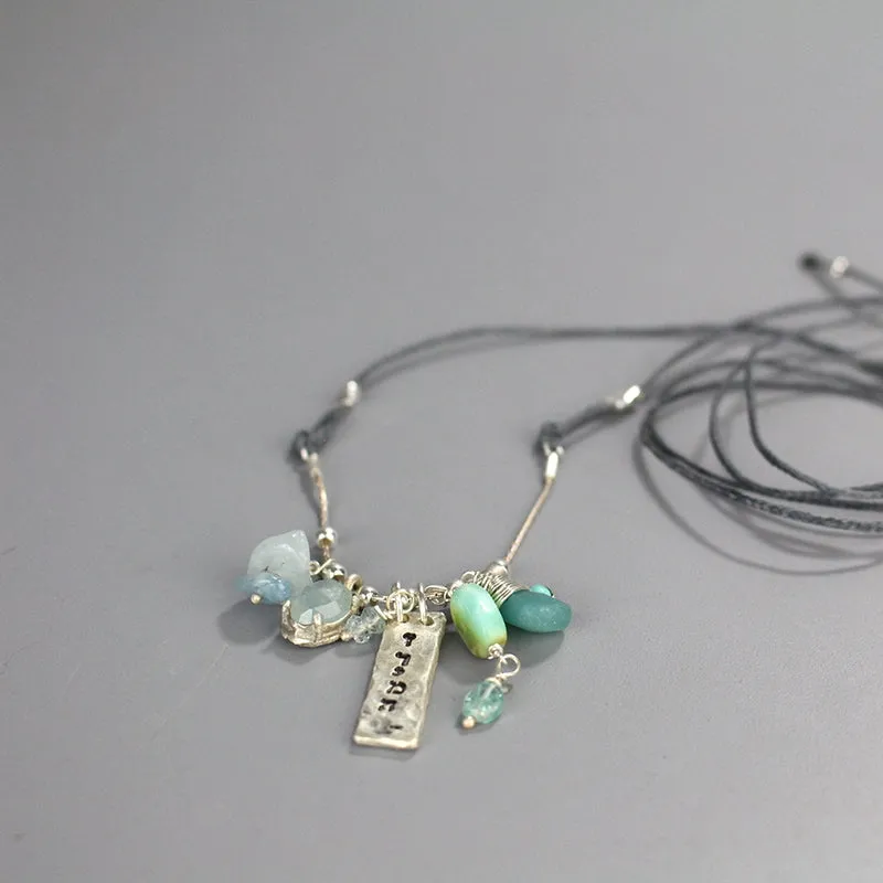 Silver Gemstone Spirtual Flow Necklace