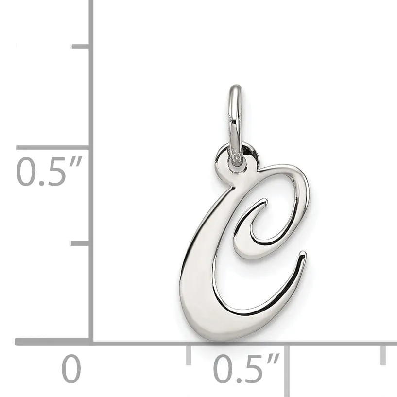 Silver Small Fancy Script Initial C Charm