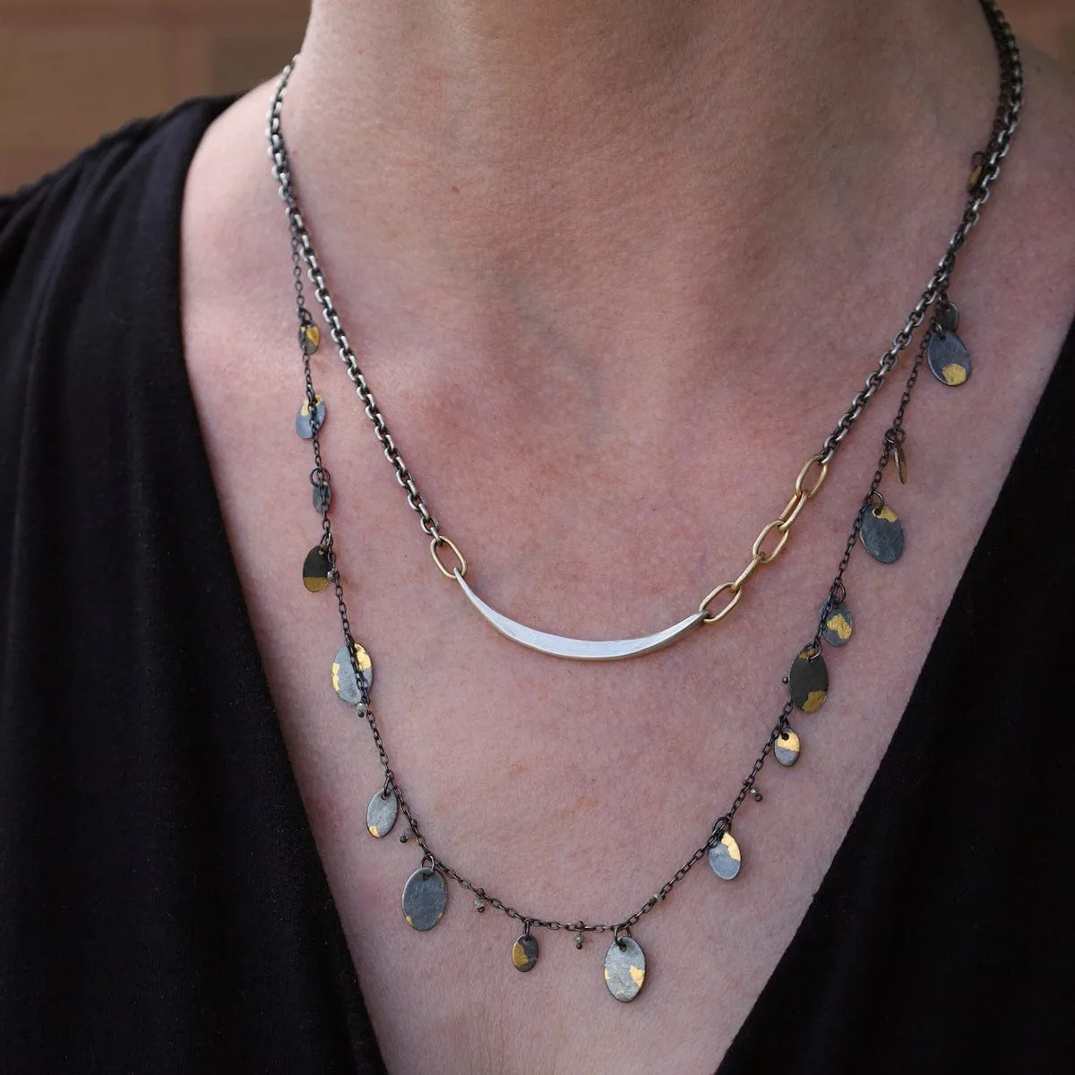 Small Mixed Metal Contour Necklace