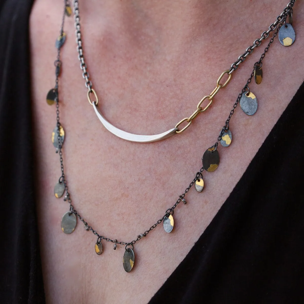 Small Mixed Metal Contour Necklace