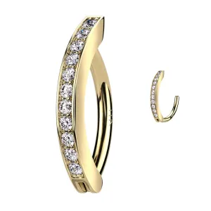 Solid 14K Gold Paved Luxe Hinged Belly Clicker