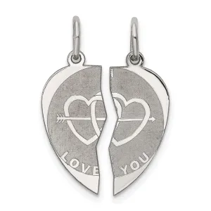 Sterling Silver 2-piece I Love You Disc Charm