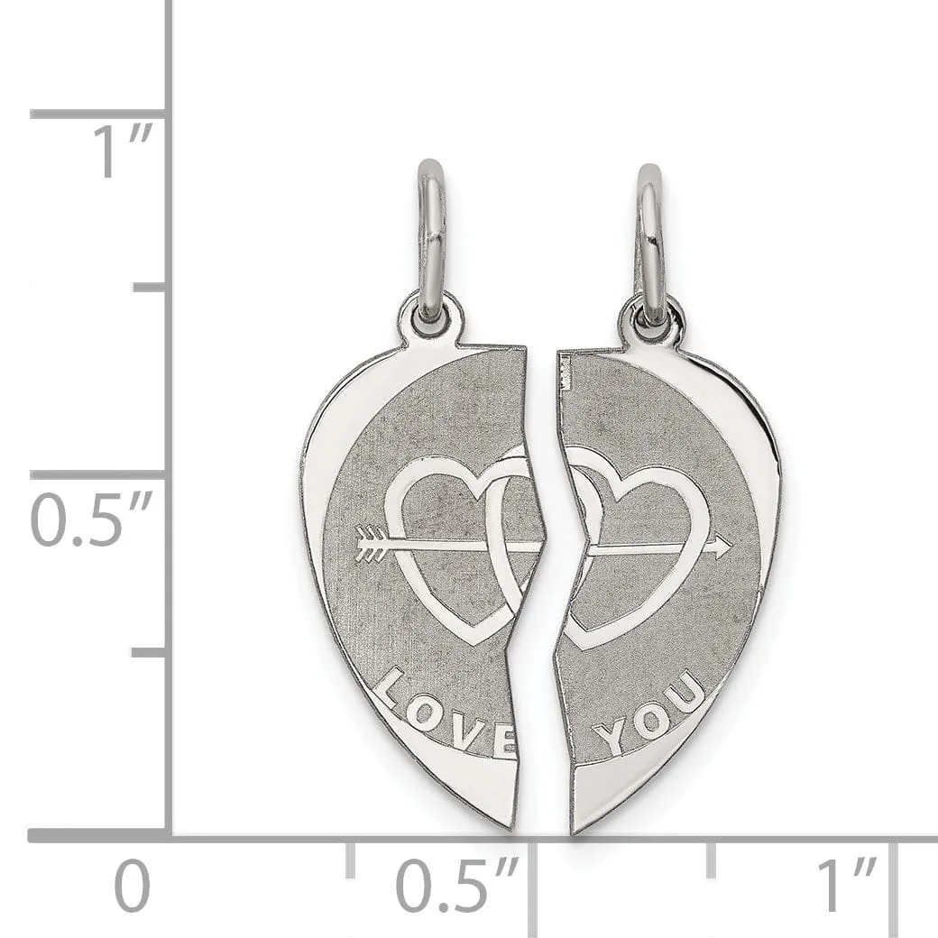 Sterling Silver 2-piece I Love You Disc Charm