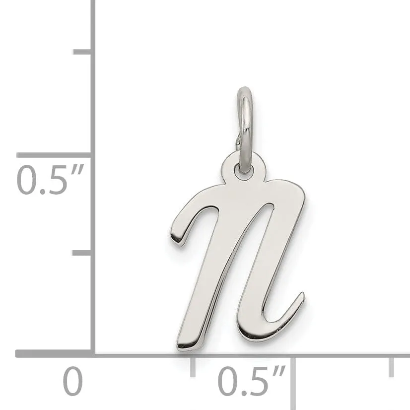 Sterling Silver Small Script Initial N Charm