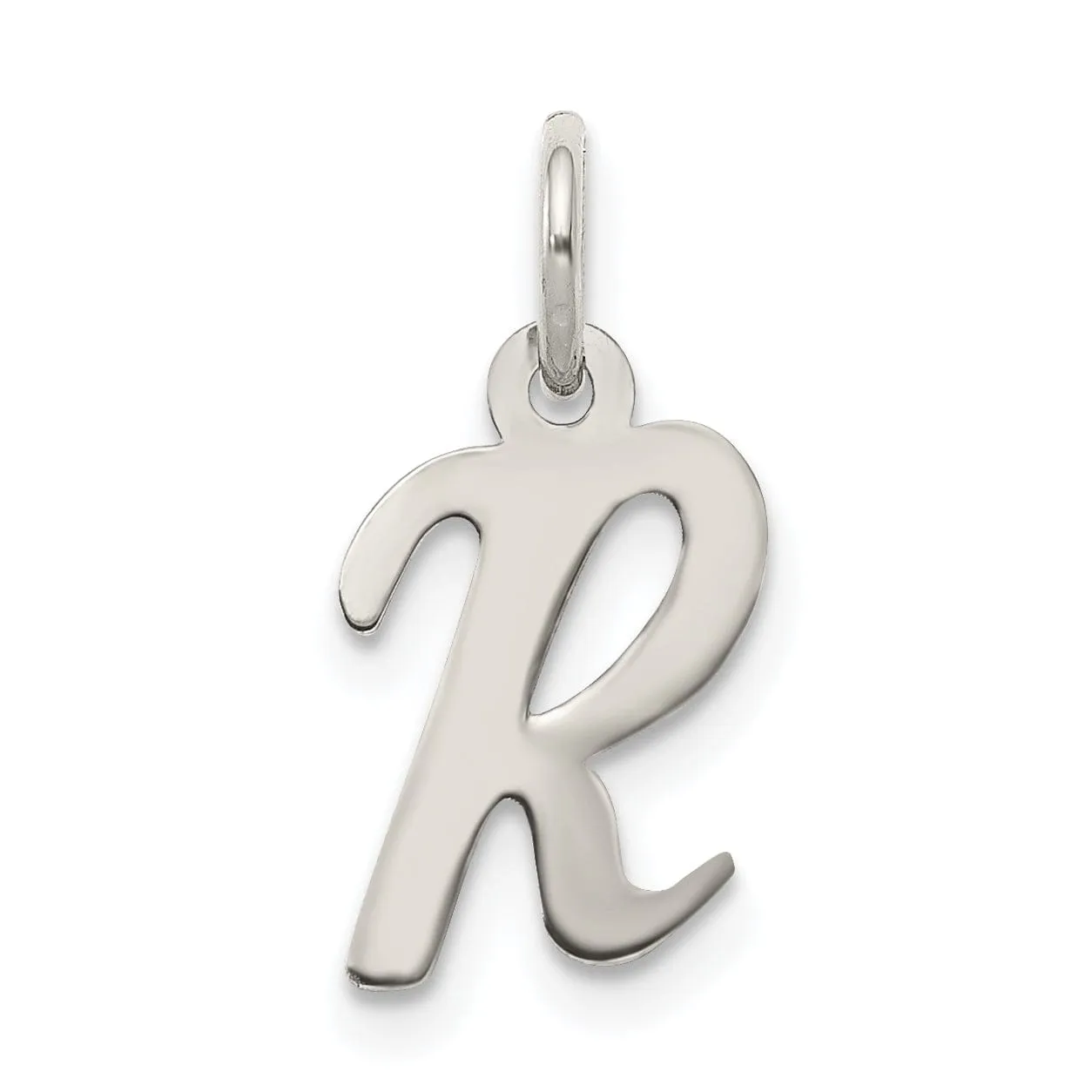 Sterling Silver Small Script Initial R Charm